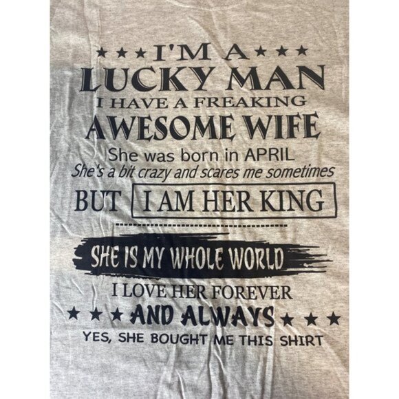 I’m A Lucky Man I Have A Freaking Awesome Wife Men’s Graphic T-Shirt Grey XL - Picture 3 of 11